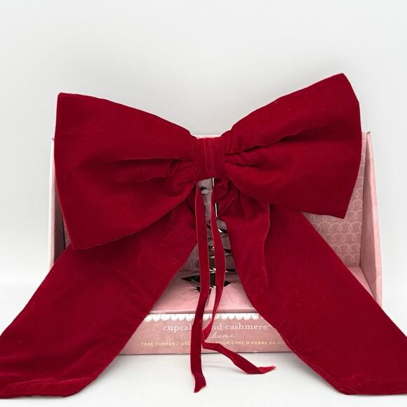 Cupcakes & Cashmere Red Velvet Bow Christmas Tree Topper NEW - Picture 2 of 4
